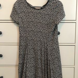 Black and white floral swing dress